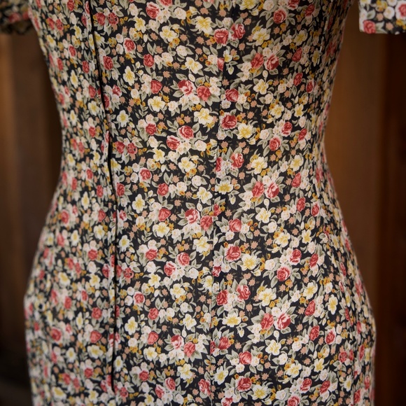 Vintage 90's Rebecca Fall Floral Doen Inspired Ruffle Collar Maxi Dress Size S - Picture 15 of 17